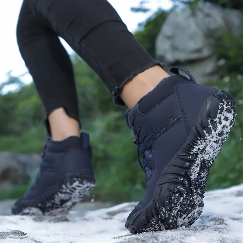New Warm Men Snow Boots Winter Plus Velvet Thick Ankle Boots Non-slip Cold-proof Outdoor Sports Comfortable Couple Cotton Shoes