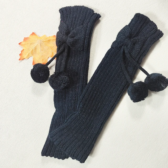 Popular Autumn Girls's Butterfly Knot Ball Sock Cover Knitted Wool Boot Cover Leg Guard Cover Winter Leg Warmers Women 3