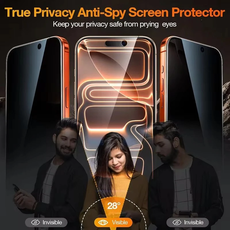 5PCS Privacy Protezione Dello Schermo di Vetro Per iPhone17promax 16 15 14 13 12 11 Pro Max XR X 16 Plus 17Air Anti Spy Protezione Dello Schermo - Image 2