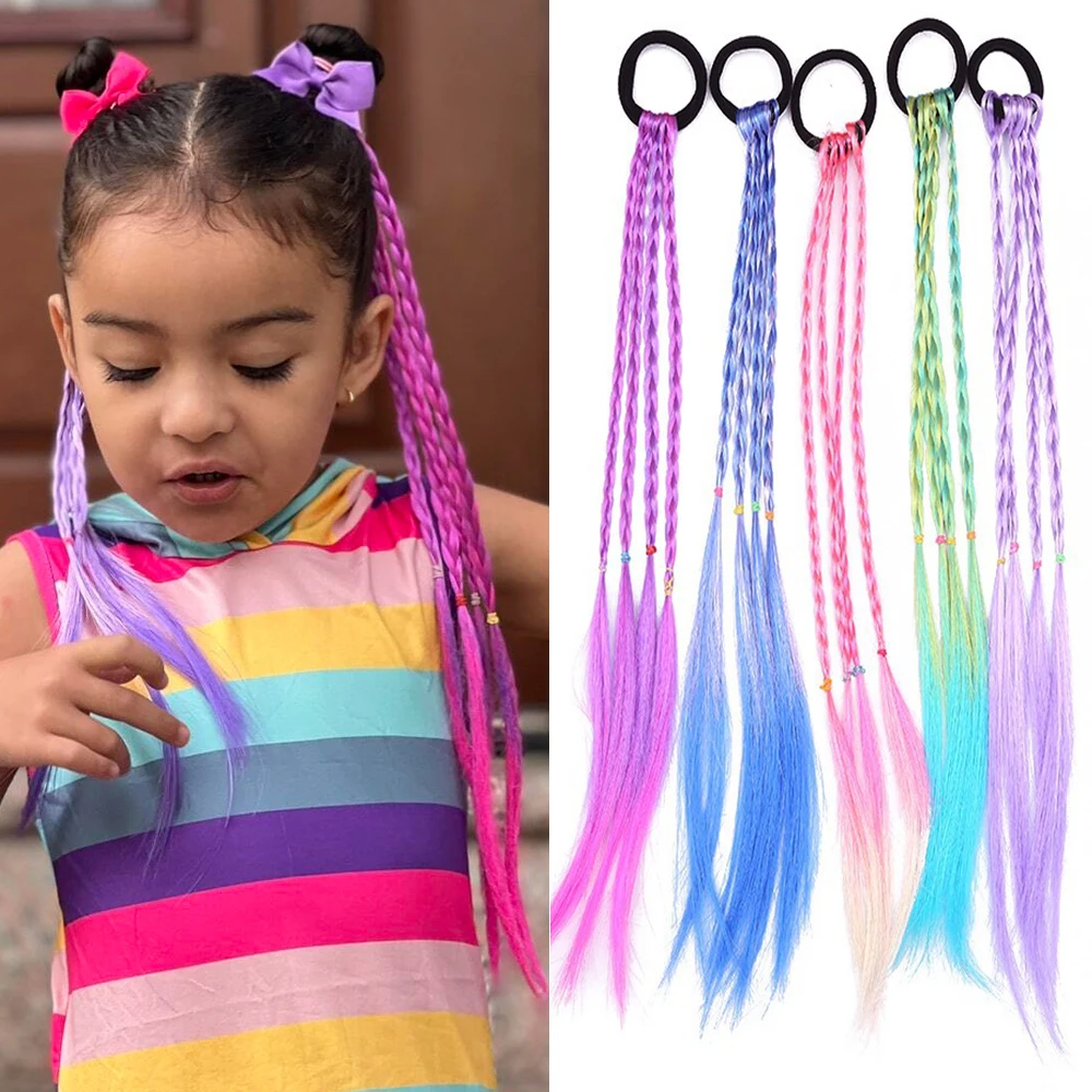 Penteado Infantil Tranças Falsas Laterais com Elásticos Coloridos