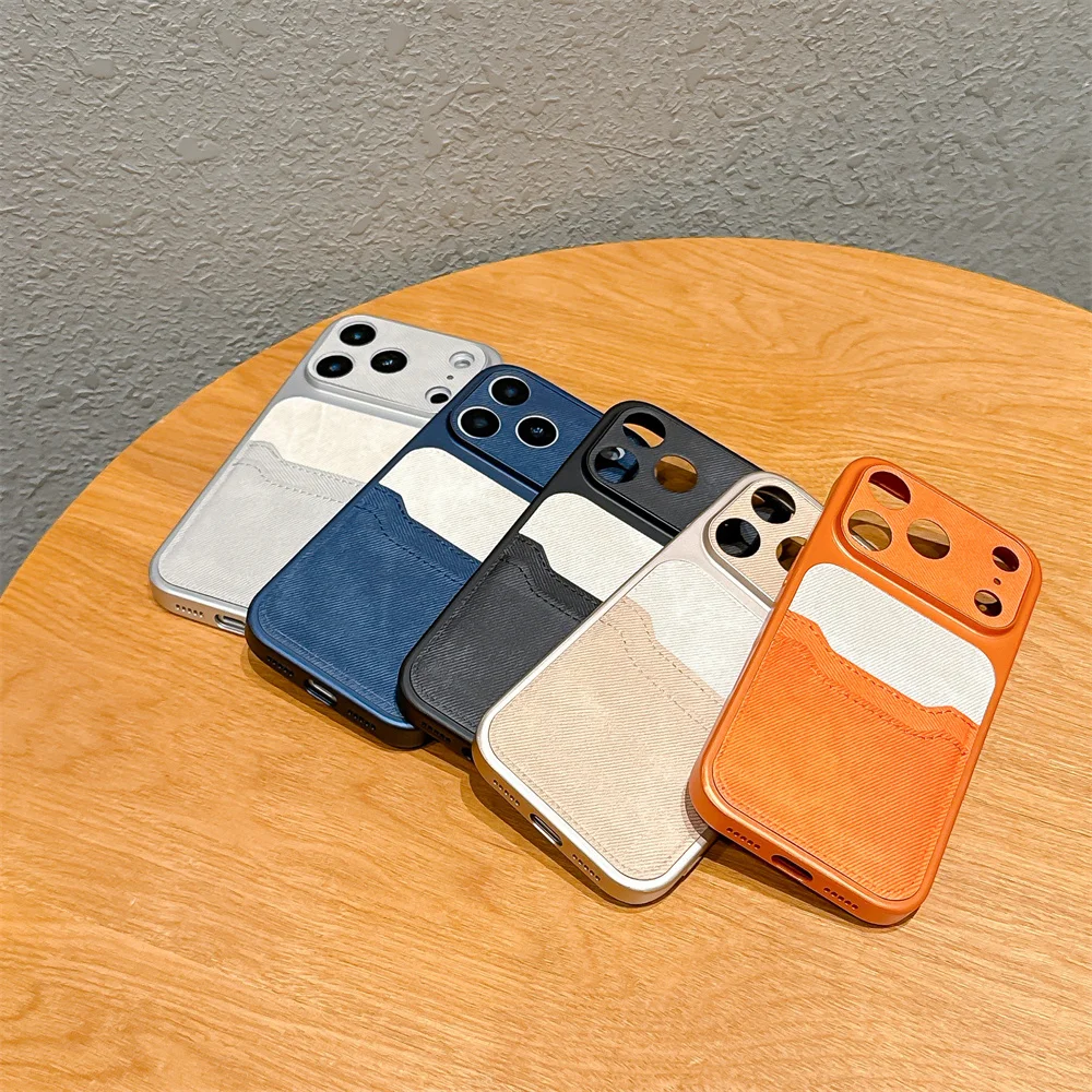 Elegant TPU Leather Card Holder Phone Case with Shockproof Back Cover and Lens Protection