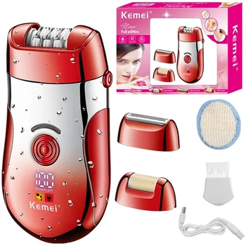 Kemei 3in1 Epilatore Per Le Donne Elettrico Depilatore Femminile Tutto Il Corpo Della Signora Rasoio Gamba Braccio Lavabile Bikini Trimmer Ricaricabile 1