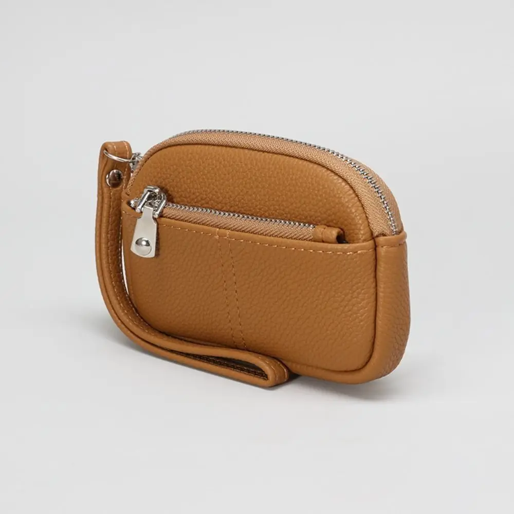 1Pc Tragbare PU Leder Frauen Mini Brieftasche Lagerung Tasche Einfarbig Studenten Geldbörse Große kapazität Zipper Handgelenk Schlüssel Tasche – Detail 5