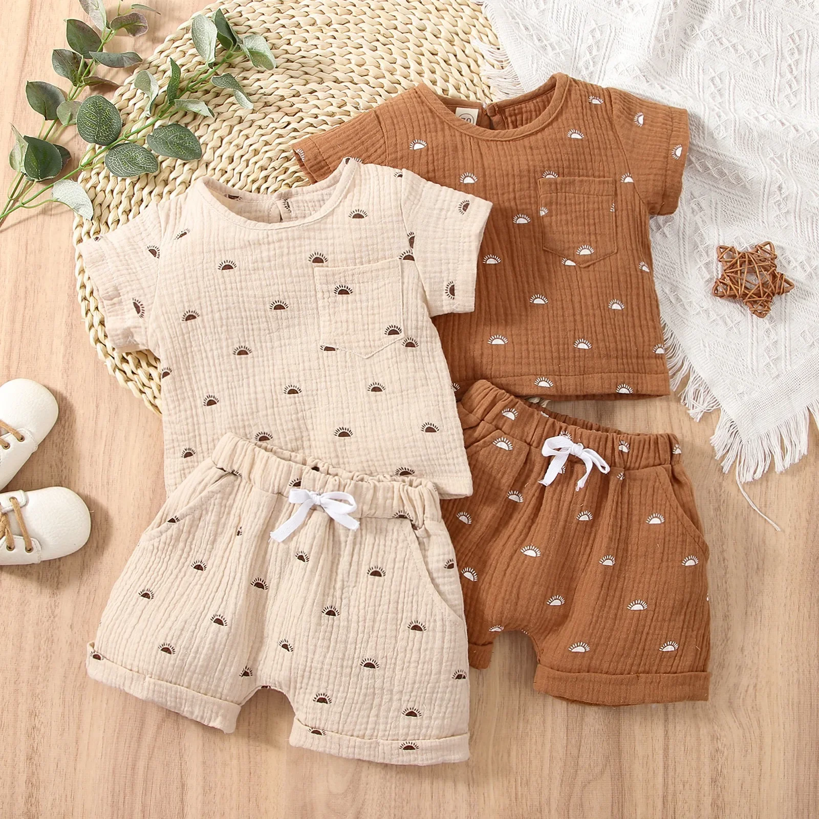 0-24M Baby Boys Sunshine Clothes Outfits Casual Short T-Shirts Tops Shorts 2Pcs Summer Newborn Boys Clothing Suits