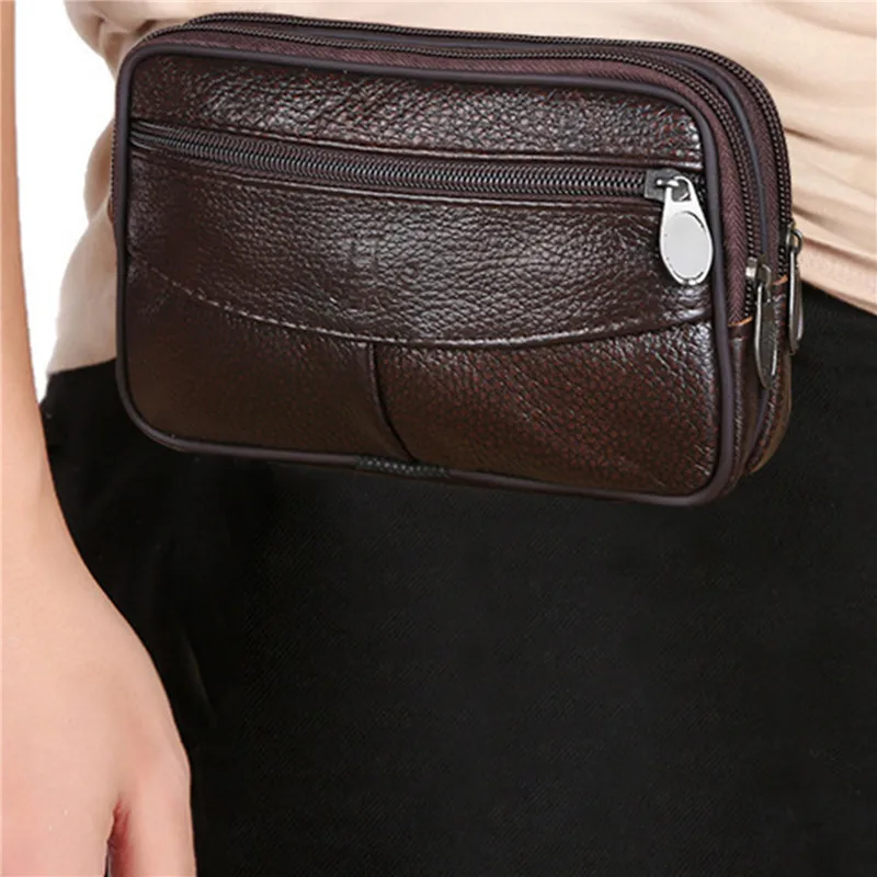 

Business Men's Waist Bag Portable Crossbody Bag Fitness Men's Cell Phone Bag Wallet Multi Zipper Bag 2023 New