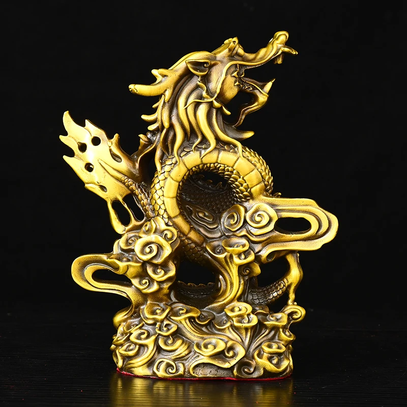 

Xianglong, Chengrui, яркая Бронзовая статуя Золотого Дракона 17,5 см