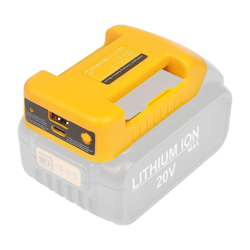 Dewalt 18V 20V 리튬 배터리 용 USB 충전기 어댑터 휴대용 Type-C 포트 고속 충전 배터리 보관함 홀더 케이스