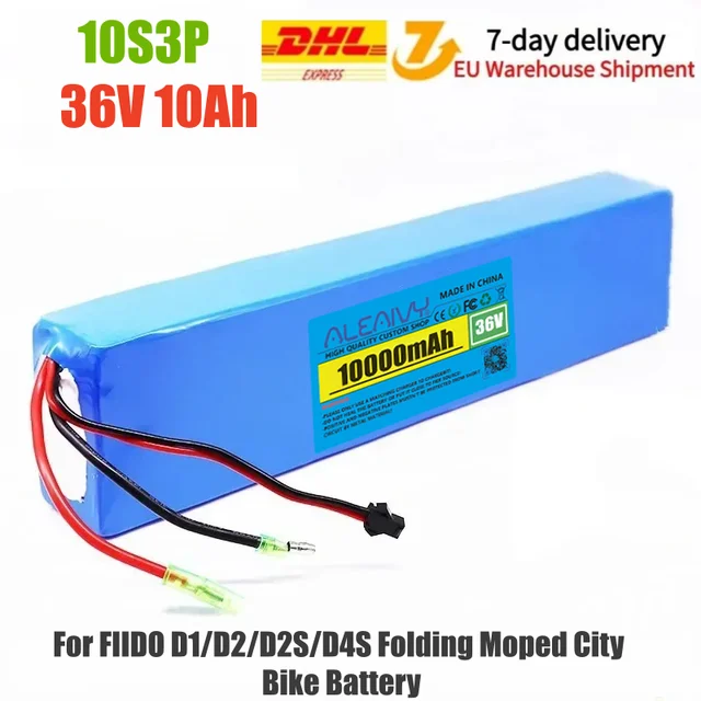 Batterie Li-ion 36V 10Ah 7.8Ah 18650 10S3P pour FIIDO D1/D2/D2S/D4S, batterie de remplacement pour cyclomoteur pliant et vélo de ville 1