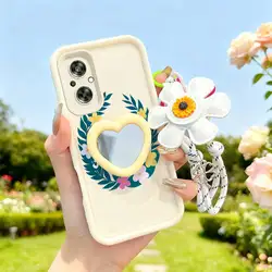 Vibrant Garland Phone Case Set with Lanyard & Craft Embellishments - 3 Piece Collection for OPPO Reno9 (WHITE)