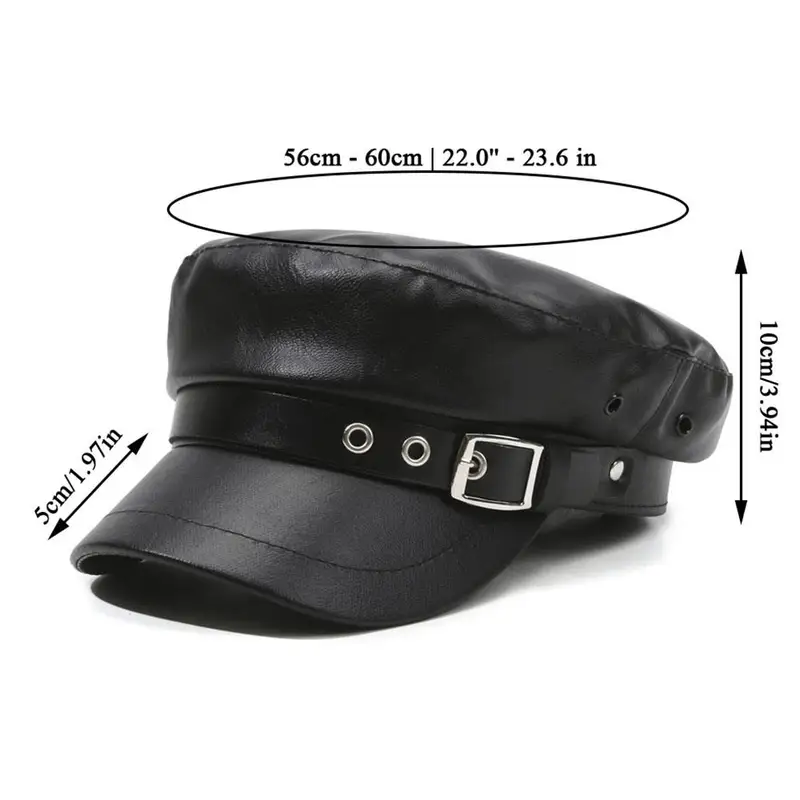 British Style Berets Visor Pu Leather Flat Top Hat Retro Black Painter Hat Classic Versatile Adjustable Beret Casual Sun Hats