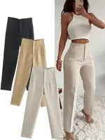 2024 Woman Solid Trouser High Waist Slim Zipper Fly Long Pants Female Wild Commute Office Lady Woman Pencil Pant Street