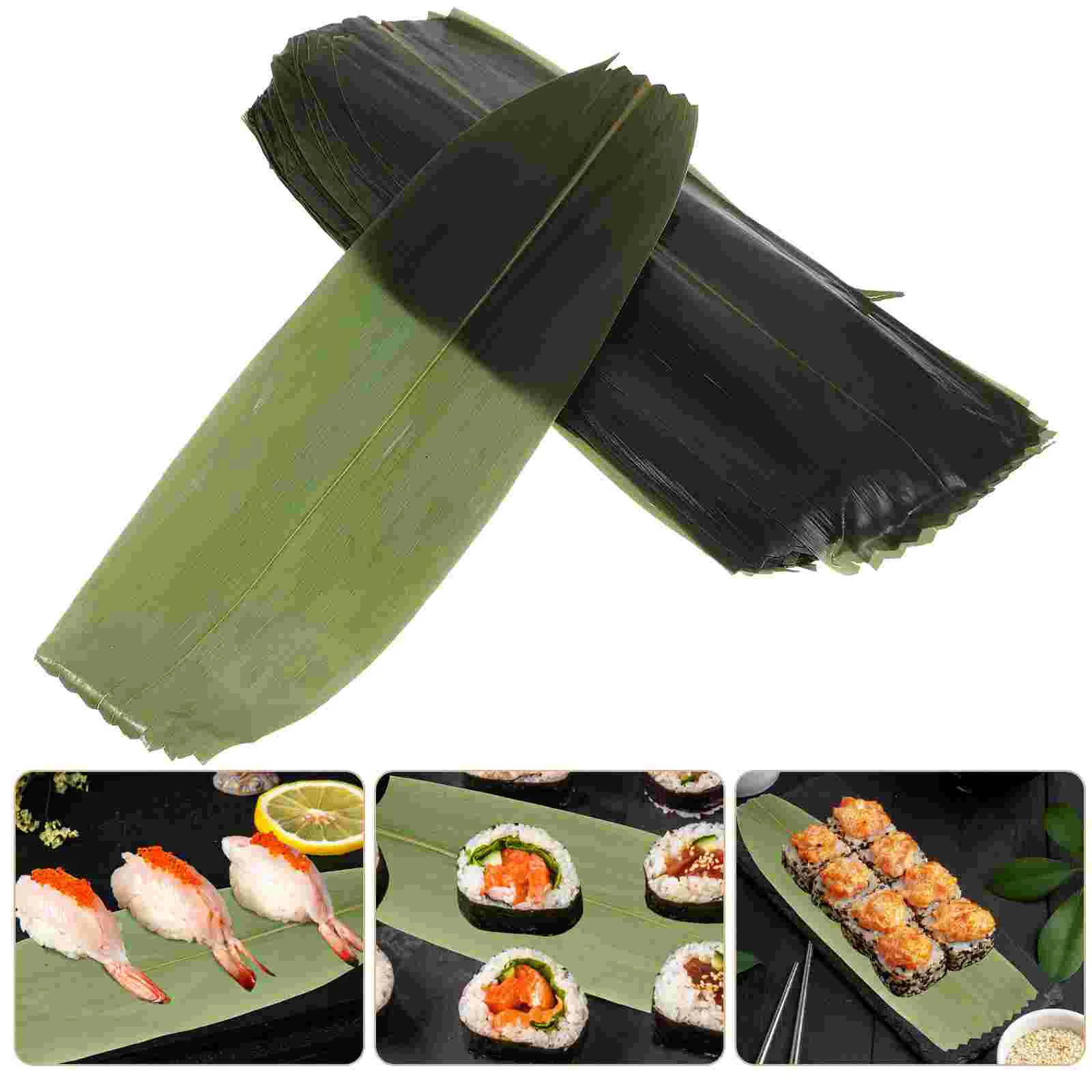 

100 Pcs Barbecue Sushi Bamboo Leaves Tray Decor Japanese Restaurant Accessories