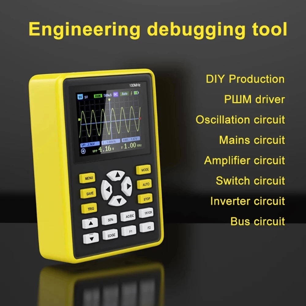 5012H 2.4-inch Digital Oscilloscope Color Display 500MS/s 100MHz 8bits ADC precision Analog Bandwidth Support Waveform Storage 4