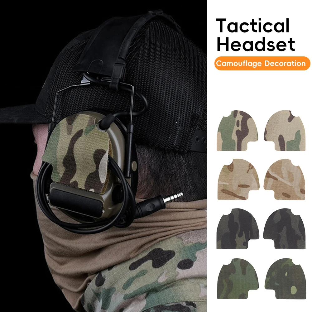 Tactical Headset Sticker Camouflage/Cable Storage 2-in-1 Magic Patch for ComTac(ⅡⅢⅤⅥ) Hunting Shooting Noise Canceling Headphone