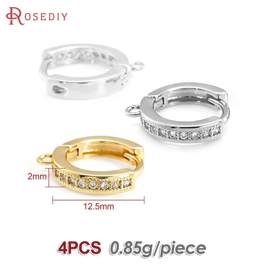 Elegant Zircon-Embellished 18K Gold Color Brass Loop Earring Hooks