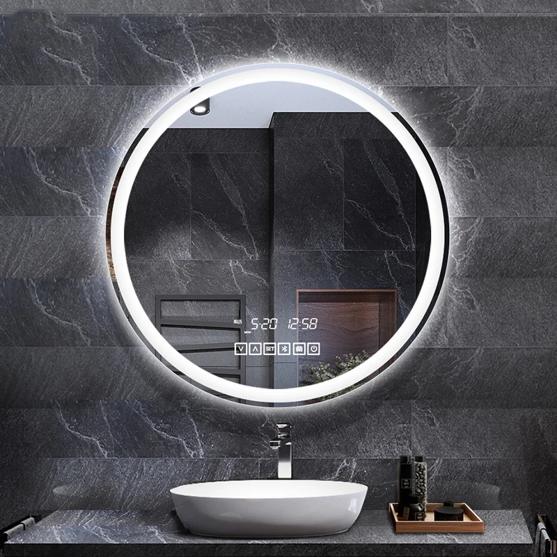 Large Round Smart Vanity Mirror Bathroom Wall Hanging Mirror With Led