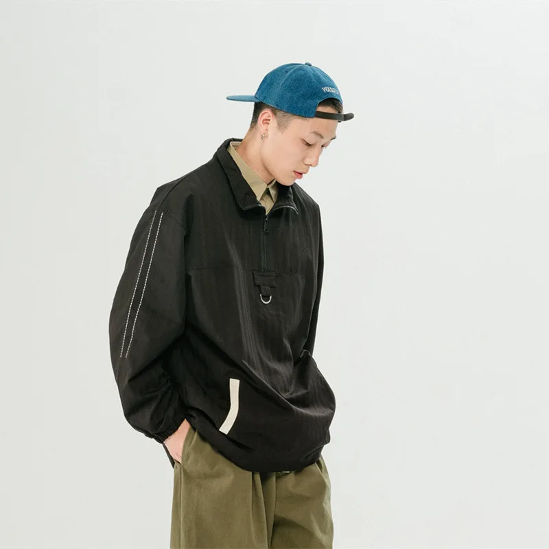 Japanese Trend Loose Stand Up Jacket Men's Coat Spring New Cityboy Simple Pullover
