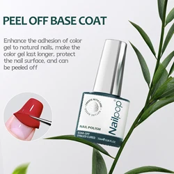 Nailpop 7.5ml Long - Lasting Glossy Gel Set: Clear Base, No Wipe Top Coat, and Blooming Gel Primer (PEEL OFF BASE COAT)