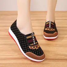  Cloth Women Shoes Single Shoe Soft Soled Anti Slip Middle-aged Walking Shoes 