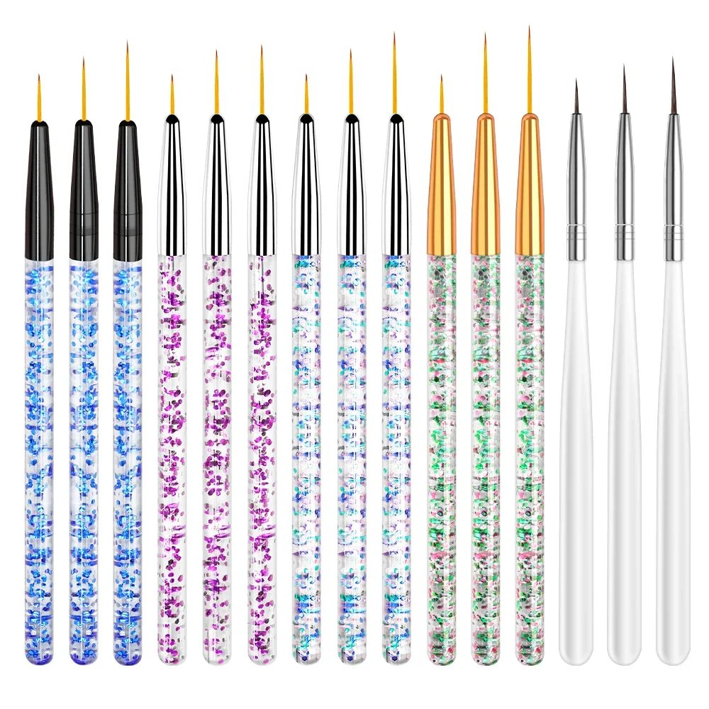 3pcs Nail UV Gel Brush Painting Pen Manicure Set DIY Ultra-Thin Line Drawing Pen Acrylic French Stripe Manicure Liner Brush Tool 6