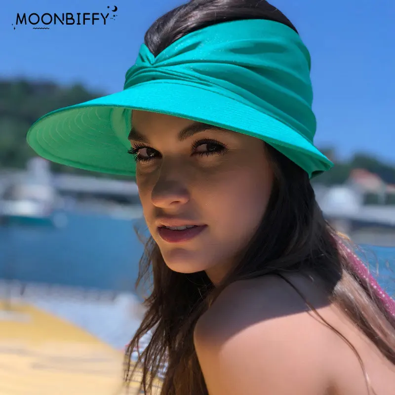 Cappello parasole da donna con tesa larga, visiera in paglia