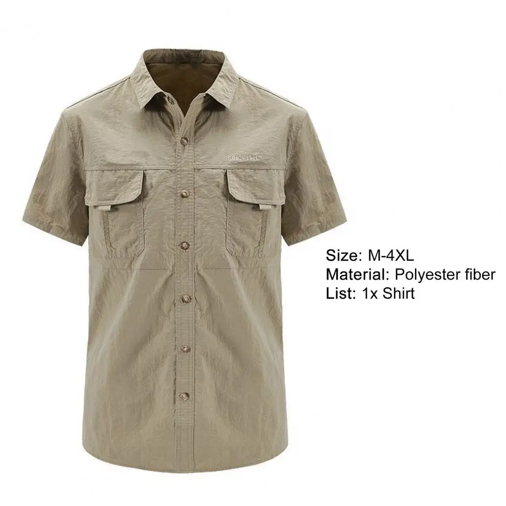 Description Picture 3 of itemOutdoor Shirt Lightweight Men Shirt Single-breasted Comfortable  Stylish Turn-down Collar Sun Protection Outdoor Shirt
