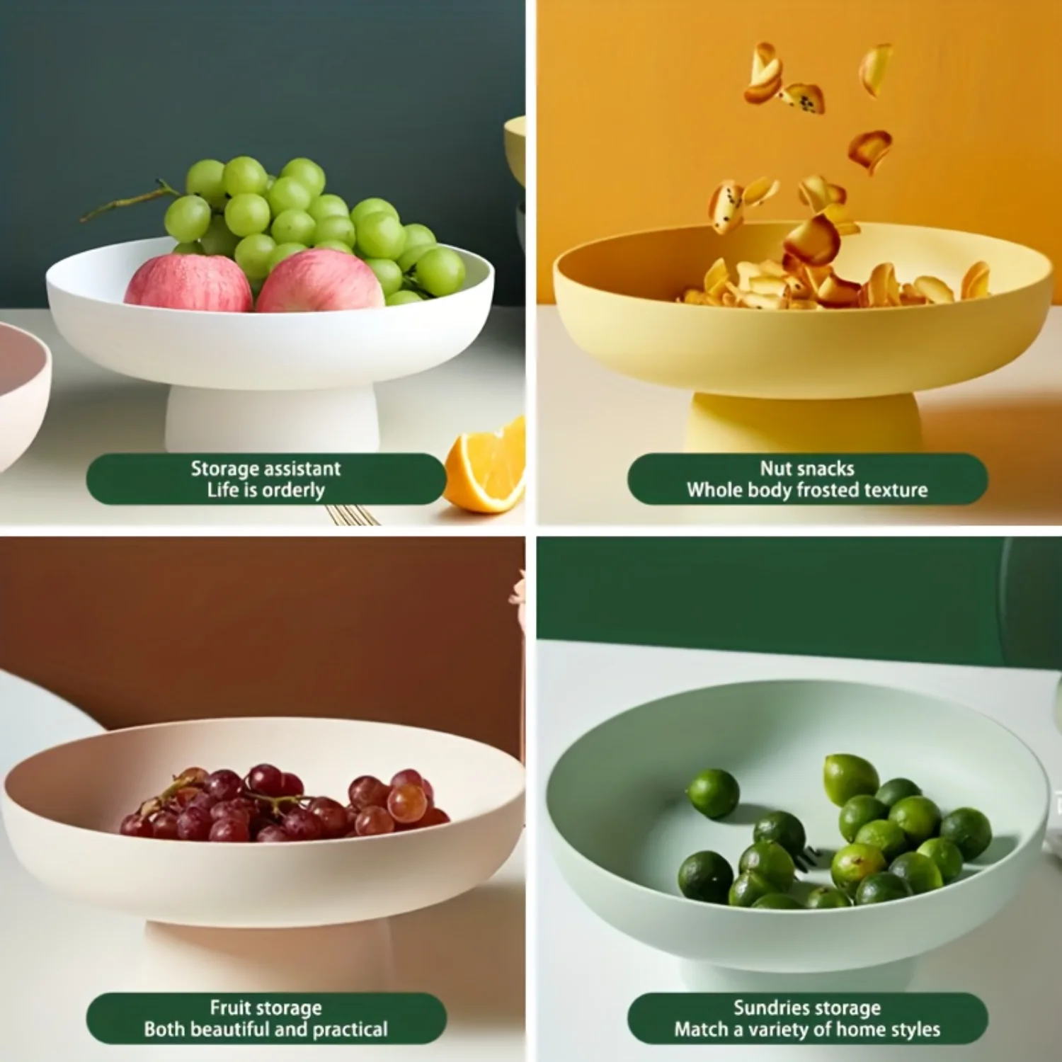 1pc Fruit Bowl Drain Fruit Basket For Kitchen Countertop, Kitchen Baskets Organization, Snack Rack Candy Dessert Tray For Kitch