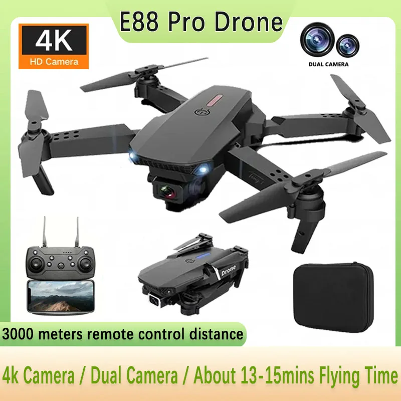 E88Pro 4K Drone 1080P Dual HD Camera Foldable WiFi FPV RC Helicopter For Aerial Photography and Gifts