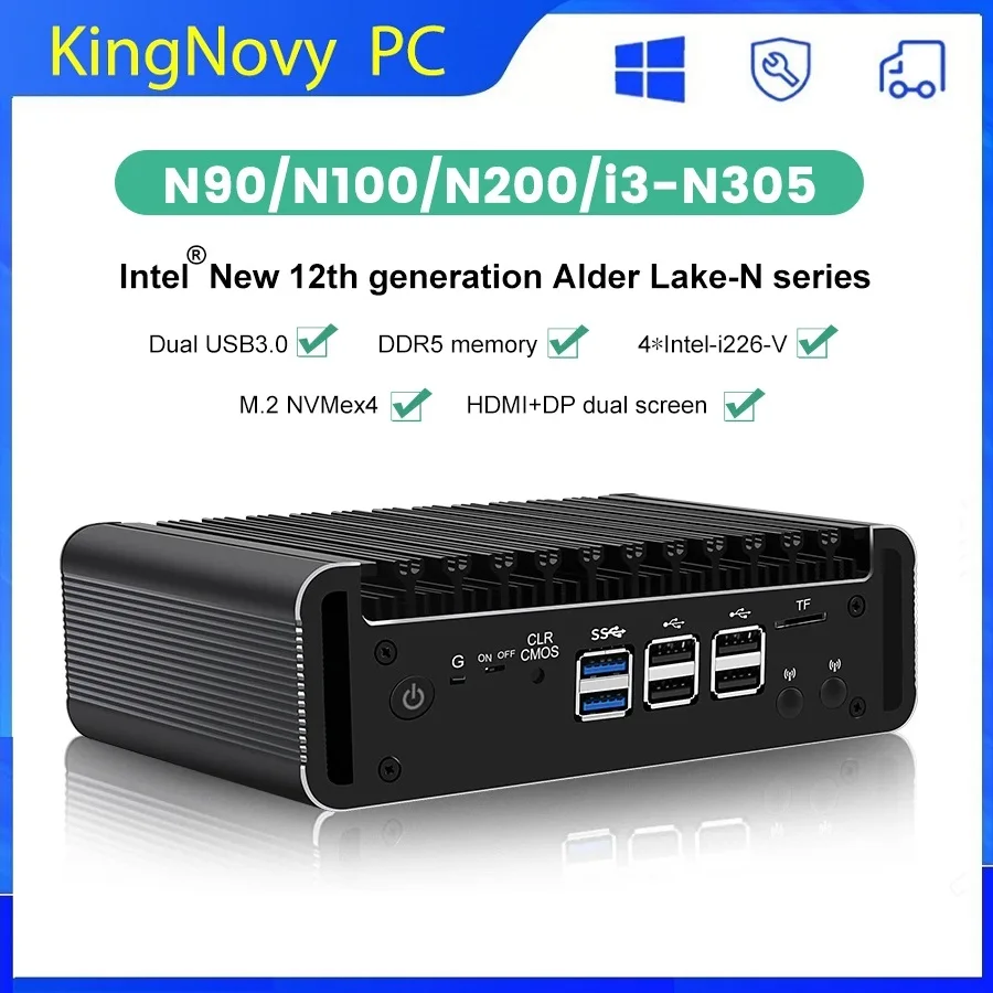 Hot sell 12th Gen Intel Mini PC i3 N305 8 Core 4xi226-V 2.5G Fanless Soft  Routing DDR5 4800MHz mini Firewall desktop Proxmox