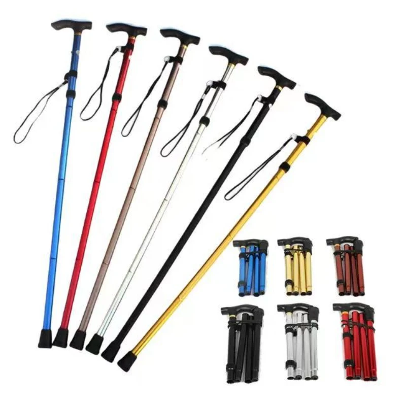 

Walking Stick Telescopic Baton Hiking Trekking Poles Aluminum Alloy Metal Folding Cane Crutches Pole For Elderly People