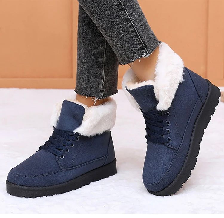 Women's Winter Snow Boots With Fur Lining And Low Heels_voghion.com
