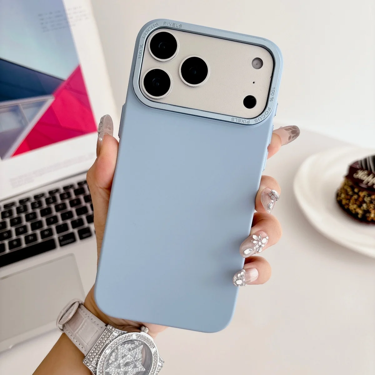 Luxury Frosted Skin Solid Color Phone Case with Metal Frame and Non-Slip Grip