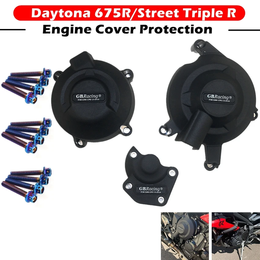 Motorcycle Engine Cover Protection For case GB Racing For Triumph Daytona 675R 2008-2012 & Street Triple R 2011 -