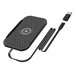 Bonola Silicone Non-Slip Car Wireless Charger Pad with Induction Fast Charging Capability (Black add Adapter)