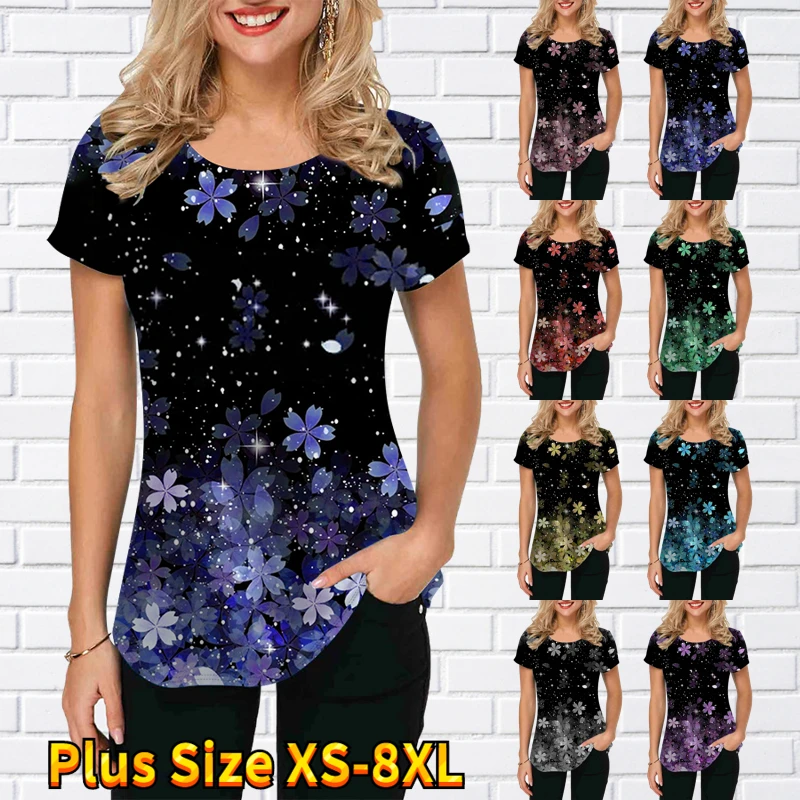 

Футболка женская с круглым вырезом и коротким рукавом, дышащая Модная рубашка с принтом, лето