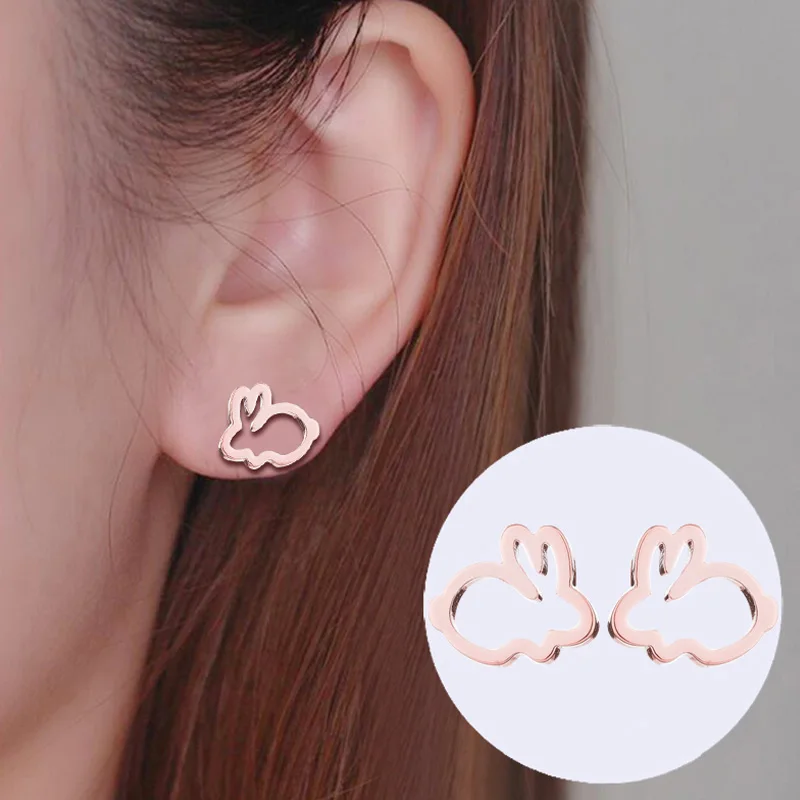 Koreanische minimalistische Edelstahl-Tier-Ohrstecker für Frauen 2026, Modeschmuck, Kaninchen, Katze, Schmetterling, Schwalbe, Ohrstecker, Geschenke – Detail 18