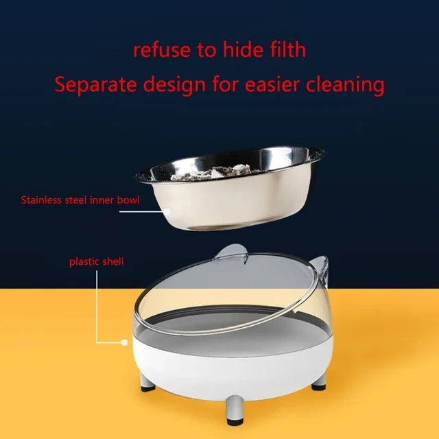 Elevated Cat Bowls DogsStainless Steel Tilted Raised Food Feeding Dish Cute Plastics Feeder for Puppy Easy to Clean 4