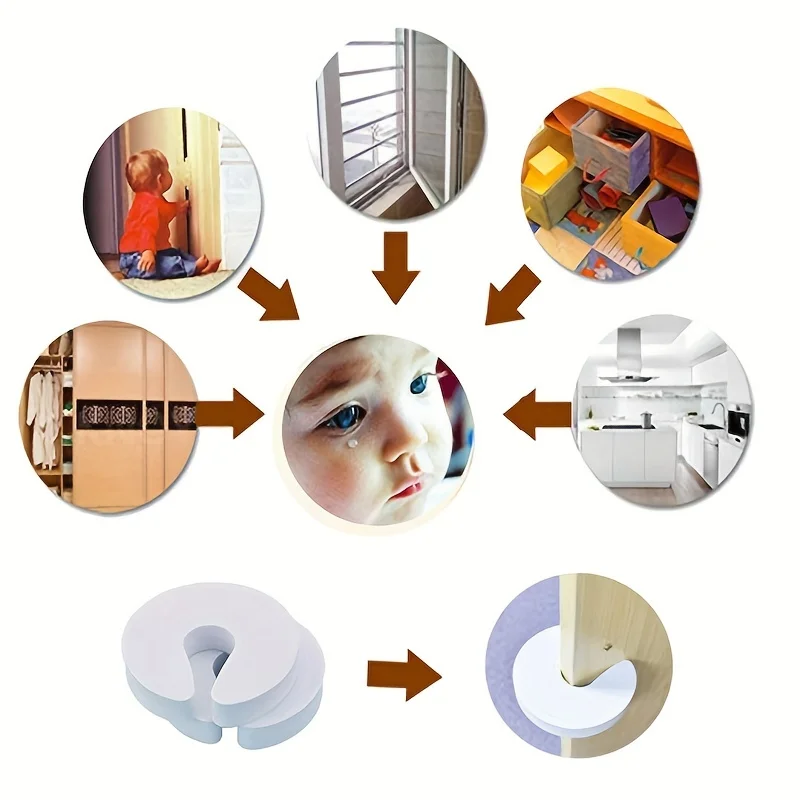 Foam Door Stopper Finger Protection Device 5-piece With door anti collision protector
