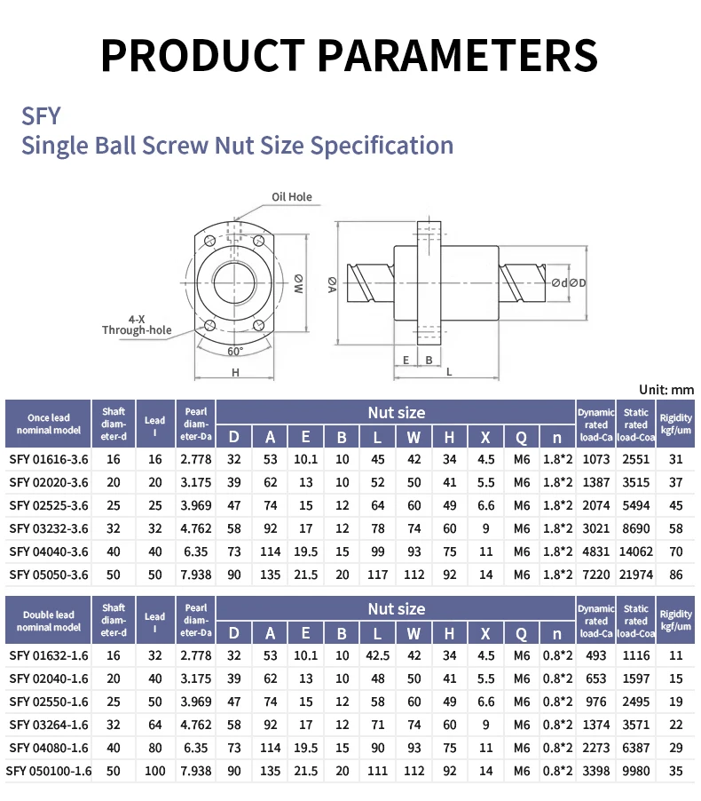 Hochpräzises Kugelumlaufspindelende, bearbeitet mit Mutternsatz, Länge 100–1150 mm, SFY4040 SFE4040 SFU5010 DFU5010 CNC-Getriebeteile – Detail 14