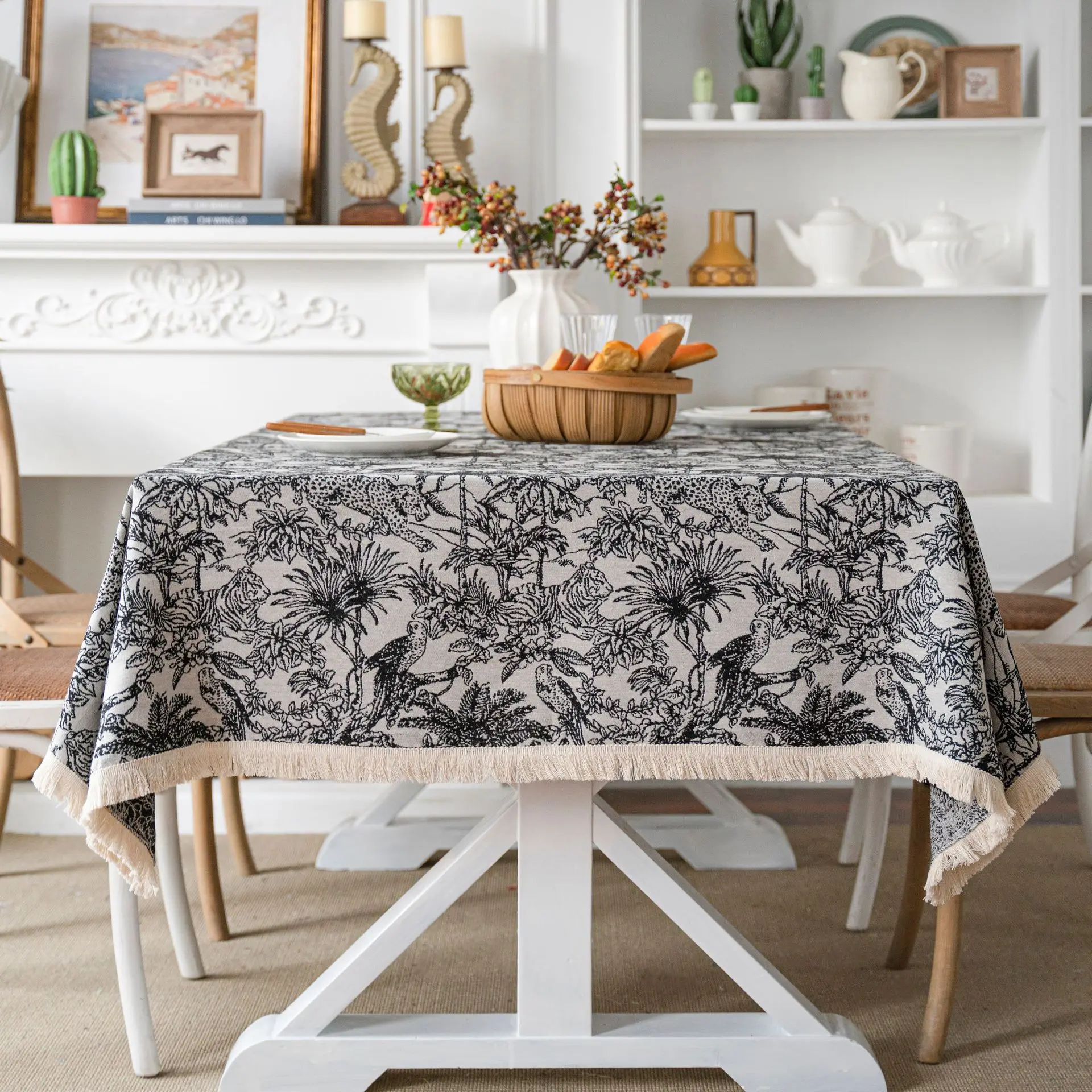 

American tablecloth Floral jacquard table cloth Bohemian household decro tablecloth