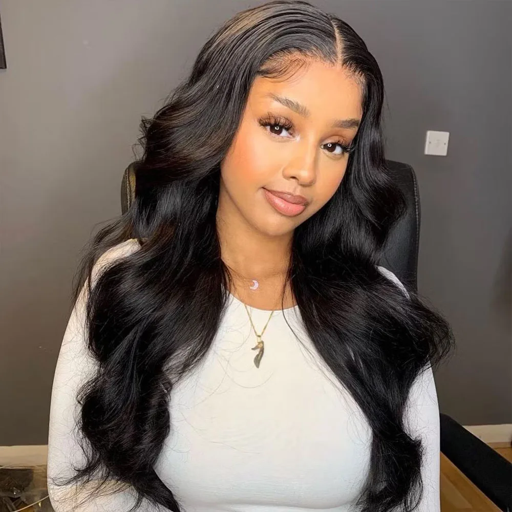 28 Inch Natural Black Lace Front Wigs Human Hair Pre Plucked Full Density Body Wave Lace Front Wigs Human Hair13x6 Wig 13x4 HD Transparent Full Frontal 5x5 Natural Wig For Woman Halloween Season 8