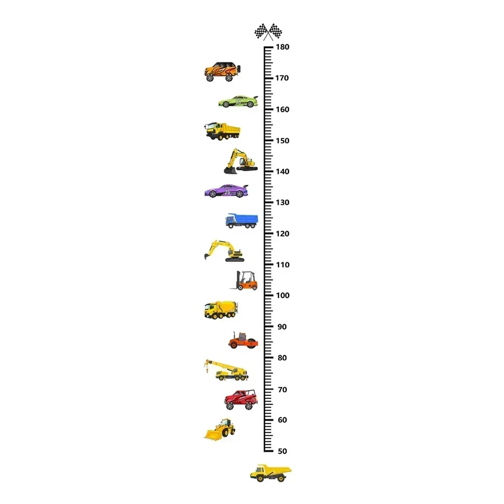Height Stickers Construction Vehicle Tower Crane for Kids Room Kindergarten Baby Measuring Height Ruler Wall Stickers Boys Gift