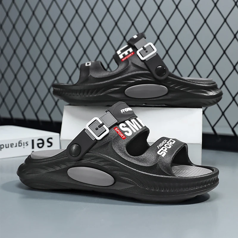 Fashion Trend Men's Shoes Flat Men's Sandals Summer 2025 Thick Soles Soft Comfortable Non-slip Beach Sandals Outdoor Slippers