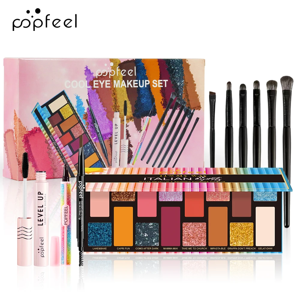 POPFEEL Style 40 Colors Eyeshadow Palette, Mascara, Eyeshadow Brush, Eyeliner Eyeliner Eyebrow Pencil Makeup Set for Beginners 4