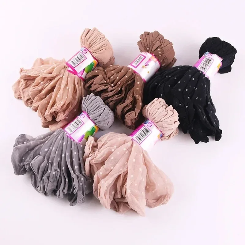 5/10 Paar transparente Socken mit schwarzen Punkten, ultradünne, elastische Damen-Kristallseidensocken, Nylon, modische Damen-Sommer-Kurzsocken – Detail 5