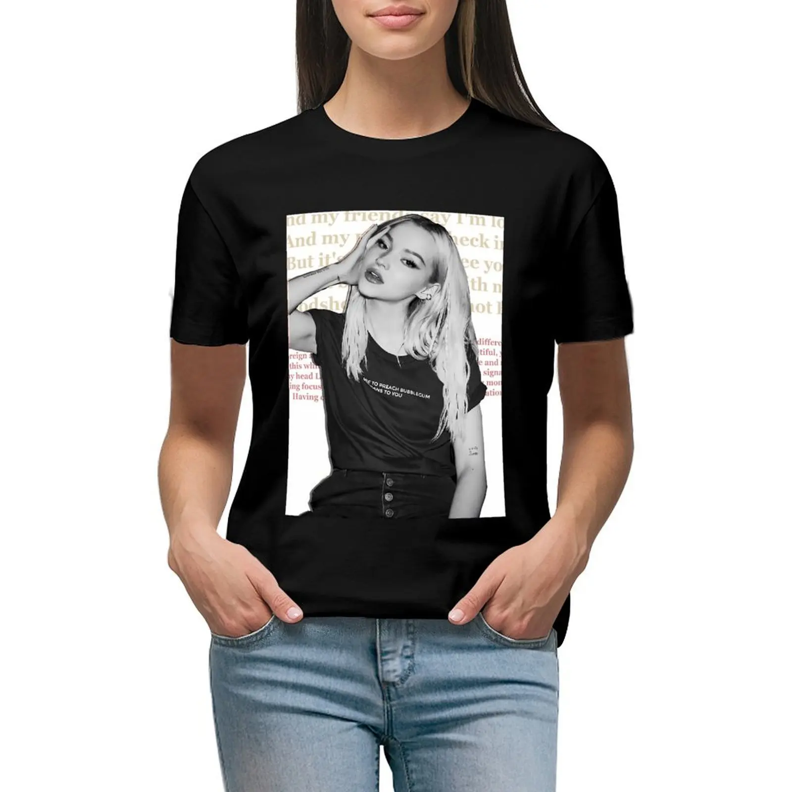 

Dove Cameron - Bloodshot \t \t T-shirt Short sleeve tee oversized animal print shirt for girls Woman clothes