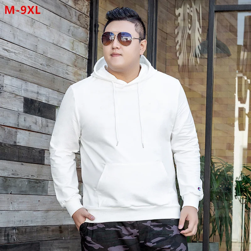 

Autumn Men Sweatshirt White Hoodie 2024 Oversized Black Red Male Tops Plus Size 6XL 7XL 8XL 9XL Spring Loose Hat Pullover