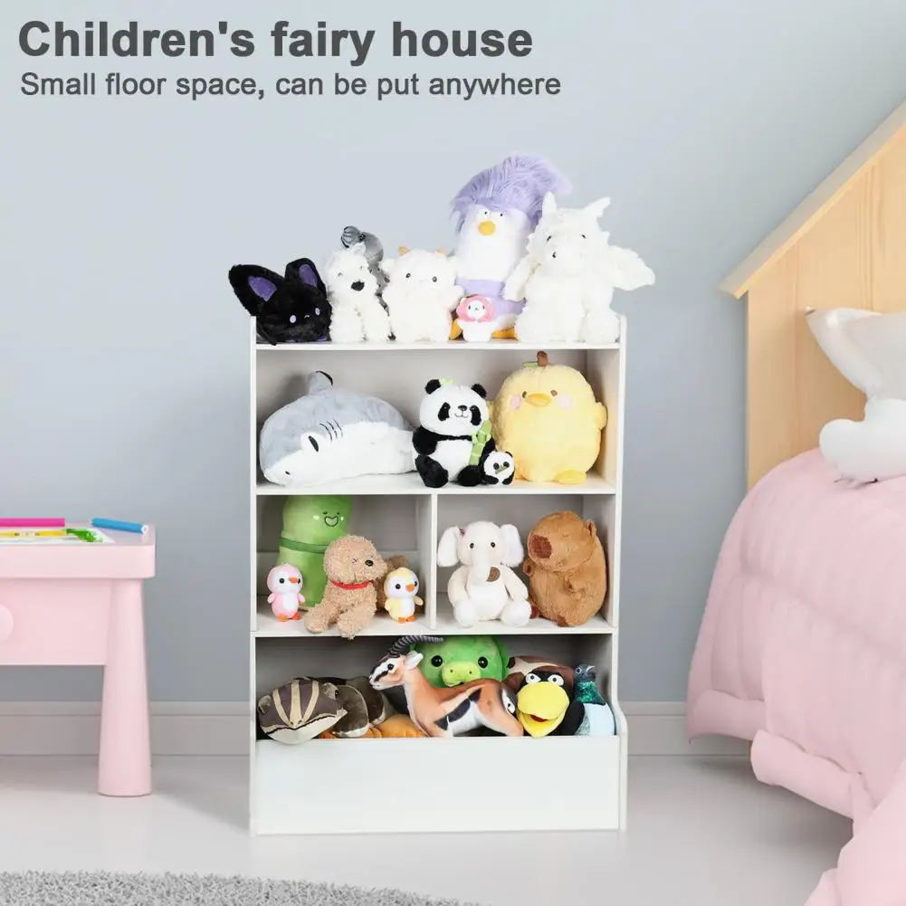 4-Tier Storage Bookcase, Kids Bookshelf, Large Wooden Open Book Shelf, Floor Standing Toy Organizer and Storage Cabinet 3