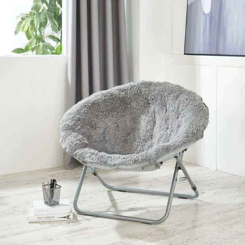 

Faux Fur Oversized Moon Chair, Silver