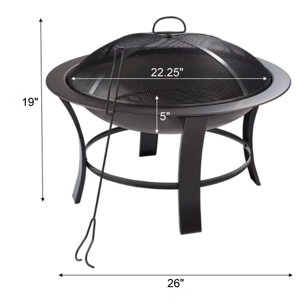 Mainstays Fire Pits 28″ Metal Round Outdoor WoodBurning Fire Pit